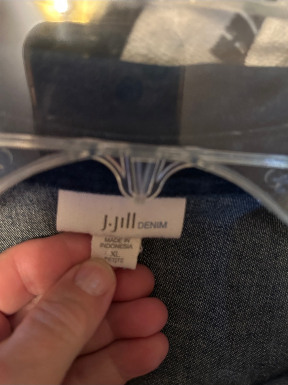 J. Jill Navy Denim Button-Front Shirt Dress - Picture 5 of 5